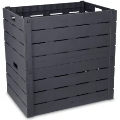 Casier pliant imitation bois gris foncé