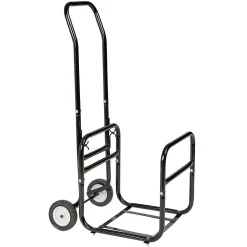 Chariot avec panier à bûches en métal noir
