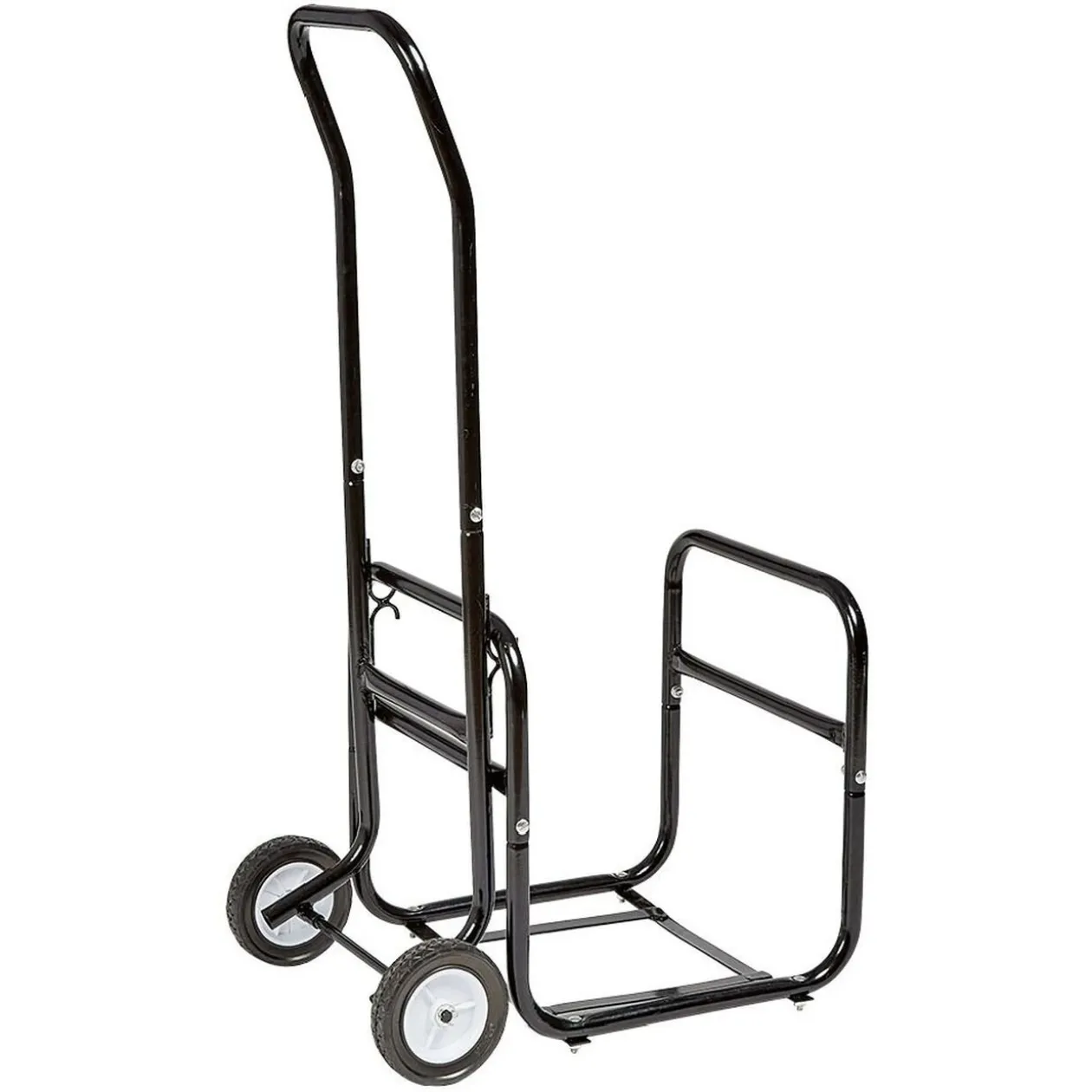 Chariot avec panier à bûches en métal noir