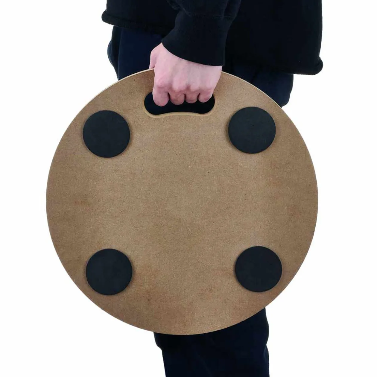 Chariot plateforme en bois avec roulettes et poignée