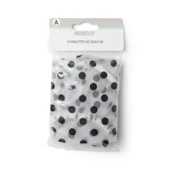 Charlotte de douche à pois plastique blanc et noir