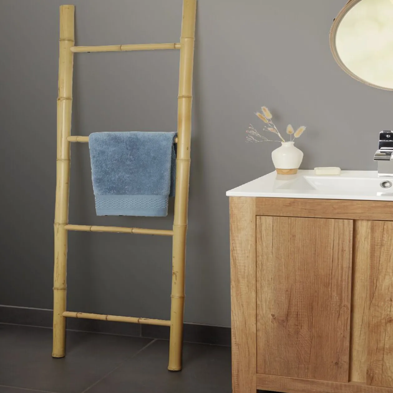 Échelle porte-serviette 40x150cm bambou naturel