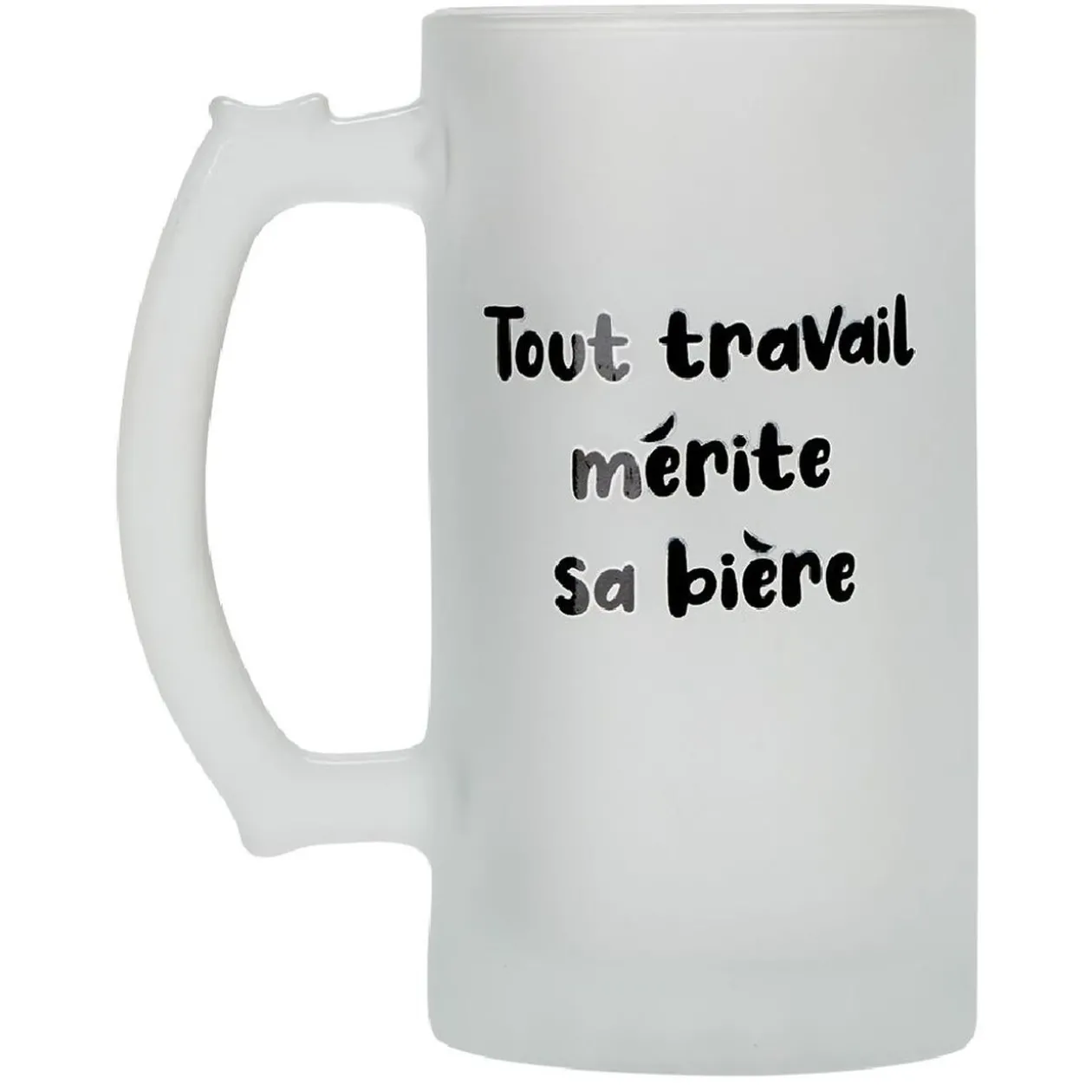 Chope de bière en verre imprimé humour