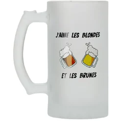 Chope en verre imprimé bière humour