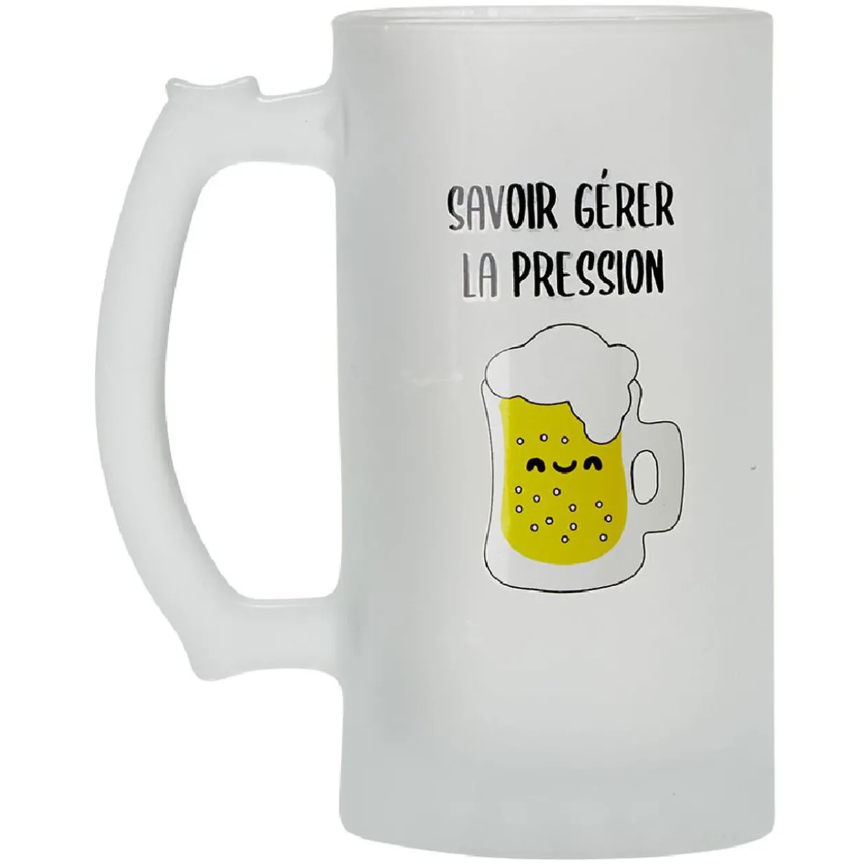 Chope en verre imprimé bière humour