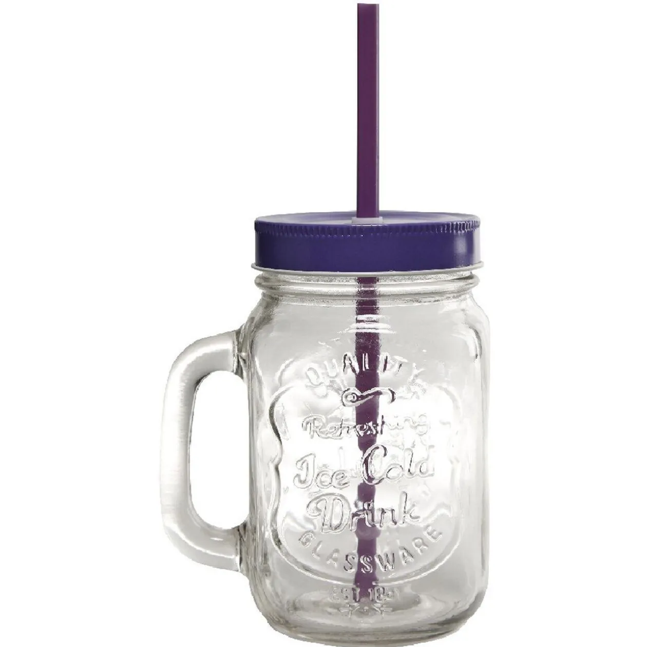 Chope transparente avec couvercle coloré et paille X 6