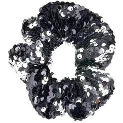 Chouchou à sequins noir et argenté