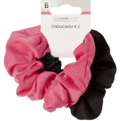 Chouchou en maille rose noir x2