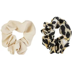 Chouchou en mousseline beige et noir x 2