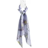Chouchou foulard lavande motif floral jaune et violet