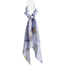 Chouchou foulard lavande motif floral jaune et violet