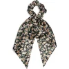 Chouchou foulard noir motif floral marron