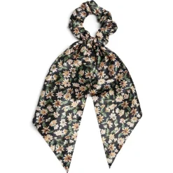 Chouchou foulard noir motif floral marron