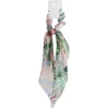 Chouchou foulard rose motif tropical vert et bleu