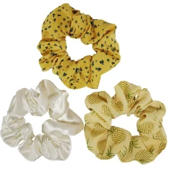 Chouchou jaune et blanc à motifs Ø10cm x3
