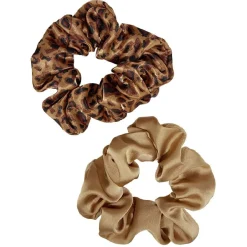 Chouchou motif léopard et uni marron Ø10cm x2