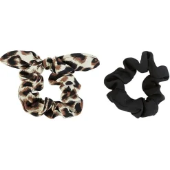 Chouchou noeud noir et motif léopard x 2