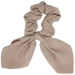 Chouchou ruban court vieux rose effet quadrillé Ø8xL17cm