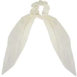Chouchou ruban long blanc ivoire effet satiné Ø7xL25cm