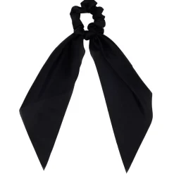 Chouchou ruban long noir effet satiné Ø7xL25cm