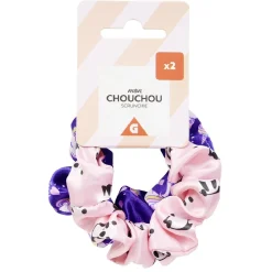 Chouchou scrunchie imprimé licorne et panda x2
