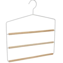Cintre 3 pantalons blanc et bois