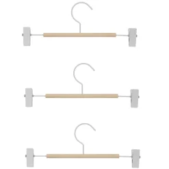 Cintre à pinces blanc et bois x 3