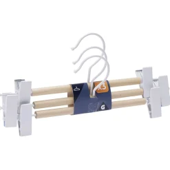 Cintre à pinces en bois naturel et blanc x3