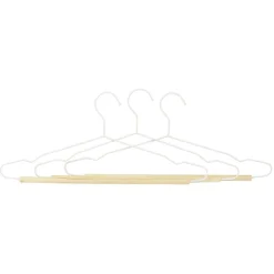 Cintre en métal blanc et bois x3