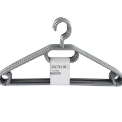 Cintre en plastique gris aspect métal x10