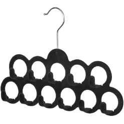 Cintre porte ceinture 11 crochets noir en velours