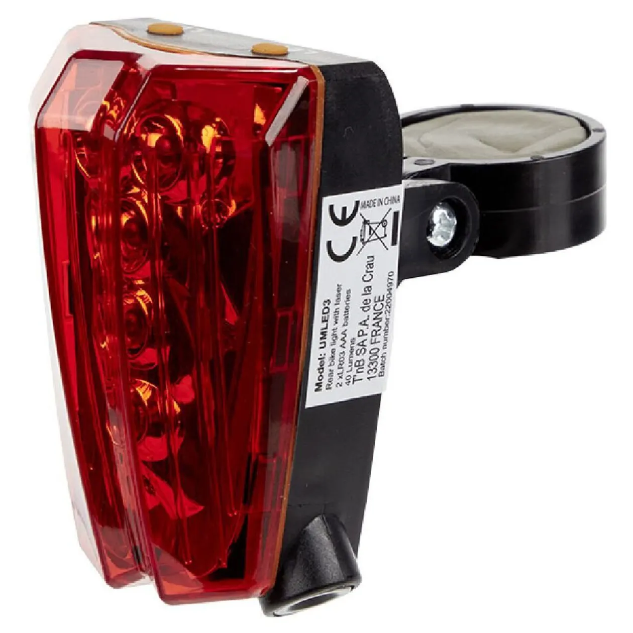 Éclairage vélo arrière rouge avec lazer URBAN MOOV