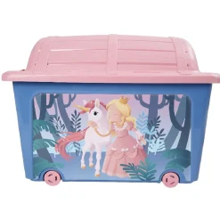 Coffre à jouets design princesse et licorne rose violet 50 L