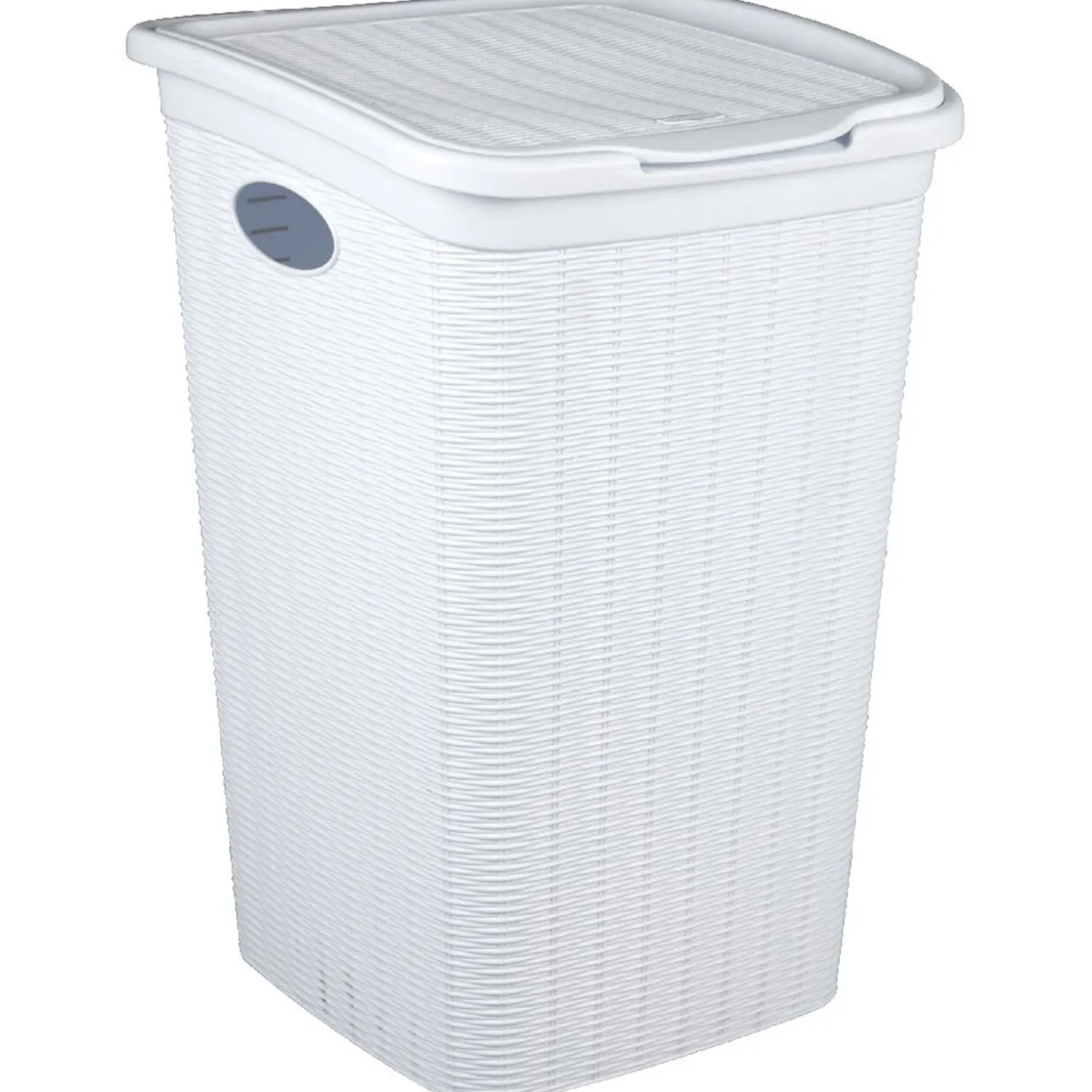 Coffre à linge 50 L blanc effet osier