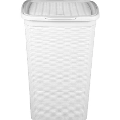 Coffre à linge 50 L blanc effet osier