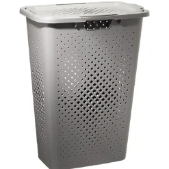 Coffre à linge ajouré gris 40 L
