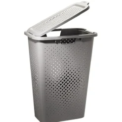 Coffre à linge ajouré gris 40 L