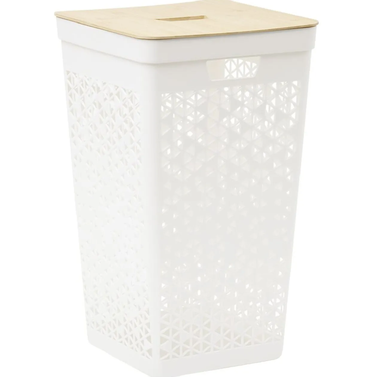 Coffre linge 56L couvercle bambou beige