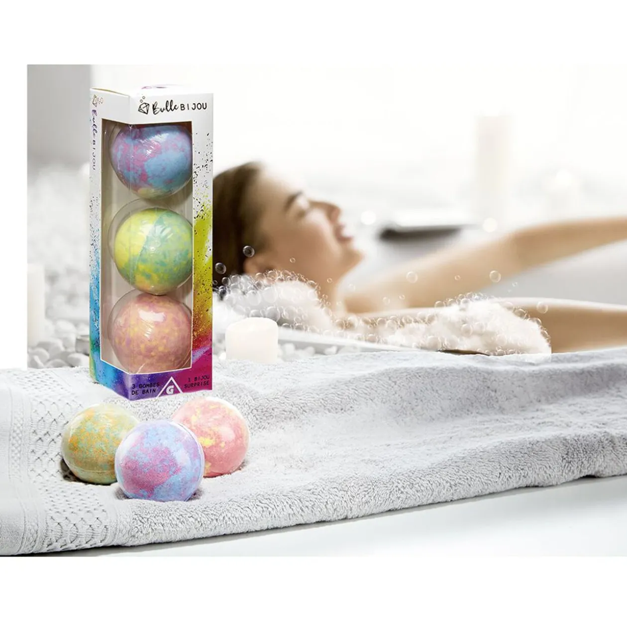 Coffret 3 bombes de bain et bijou surprise
