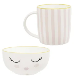 Coffret bol et mug en porcelaine sleepy rose