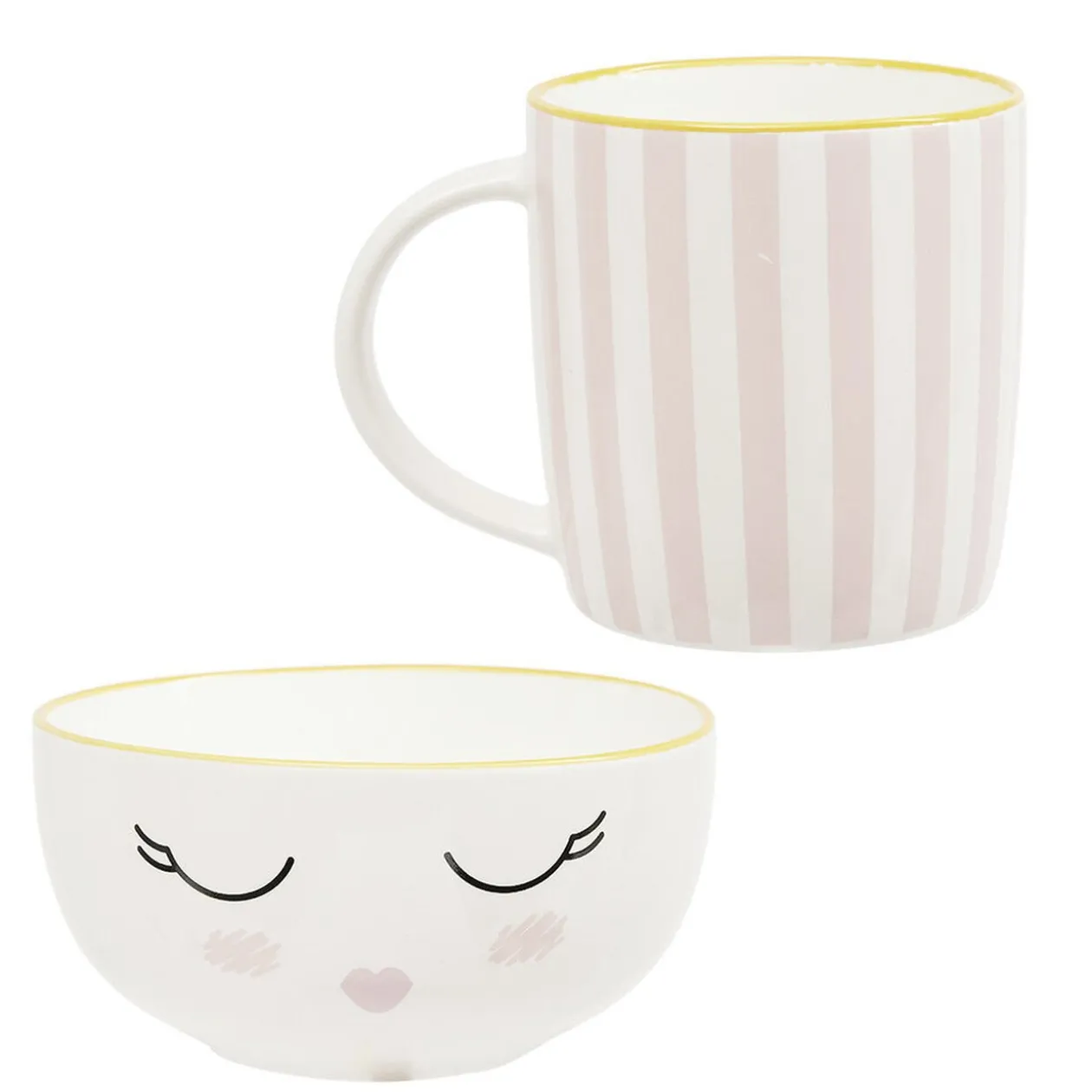 Coffret bol et mug en porcelaine sleepy rose