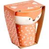 Coffret bol et mug en porcelaine renard orange