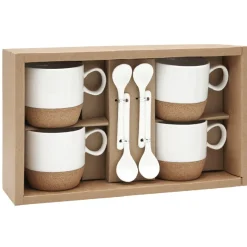 Coffret de 4 tasses expresso blanc et naturel