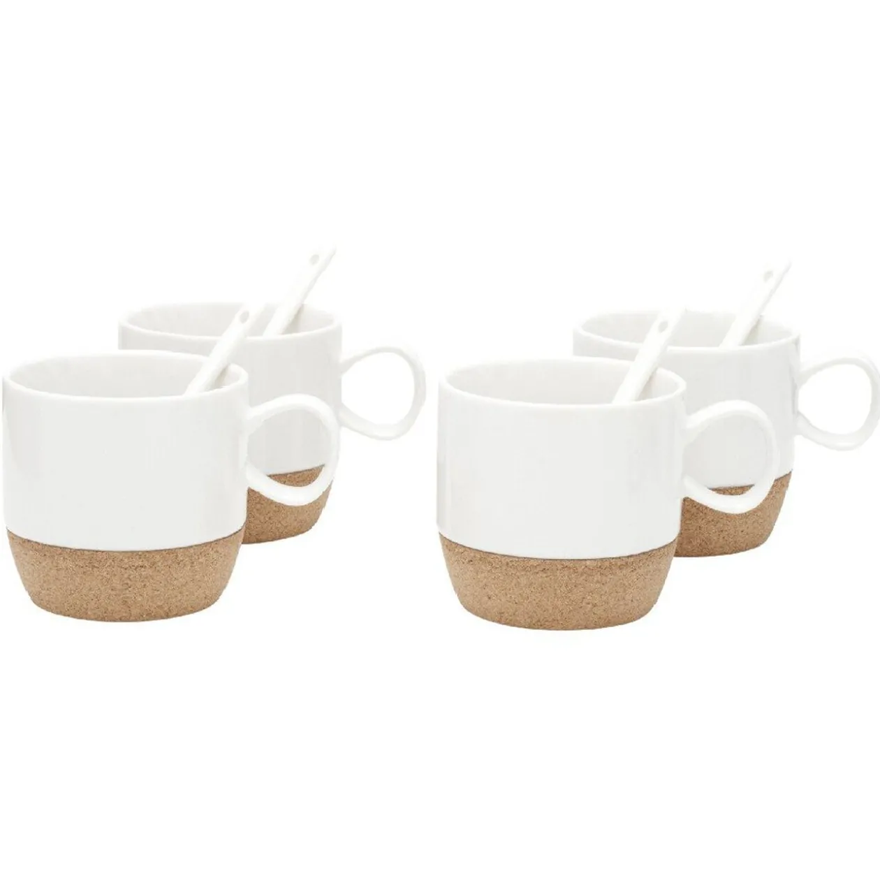 Coffret de 4 tasses expresso blanc et naturel