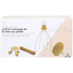 Coffret de massage de la tête aux pieds - 4 pièces en bois