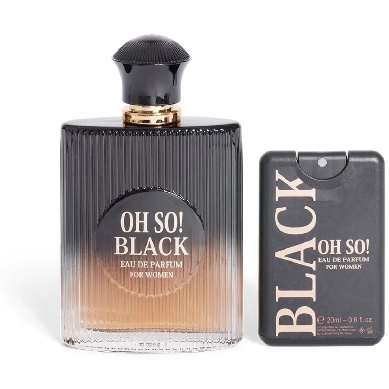 Coffret eau de parfum femme OH SO BLACK 100ml avec flacon de poche 20ml