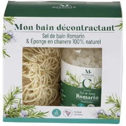 Coffret Mességué sel de bain romarin et éponge chanvre 100% naturel
