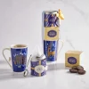 Coffret mug et accessoires bleu et blanc 12x29x8cm