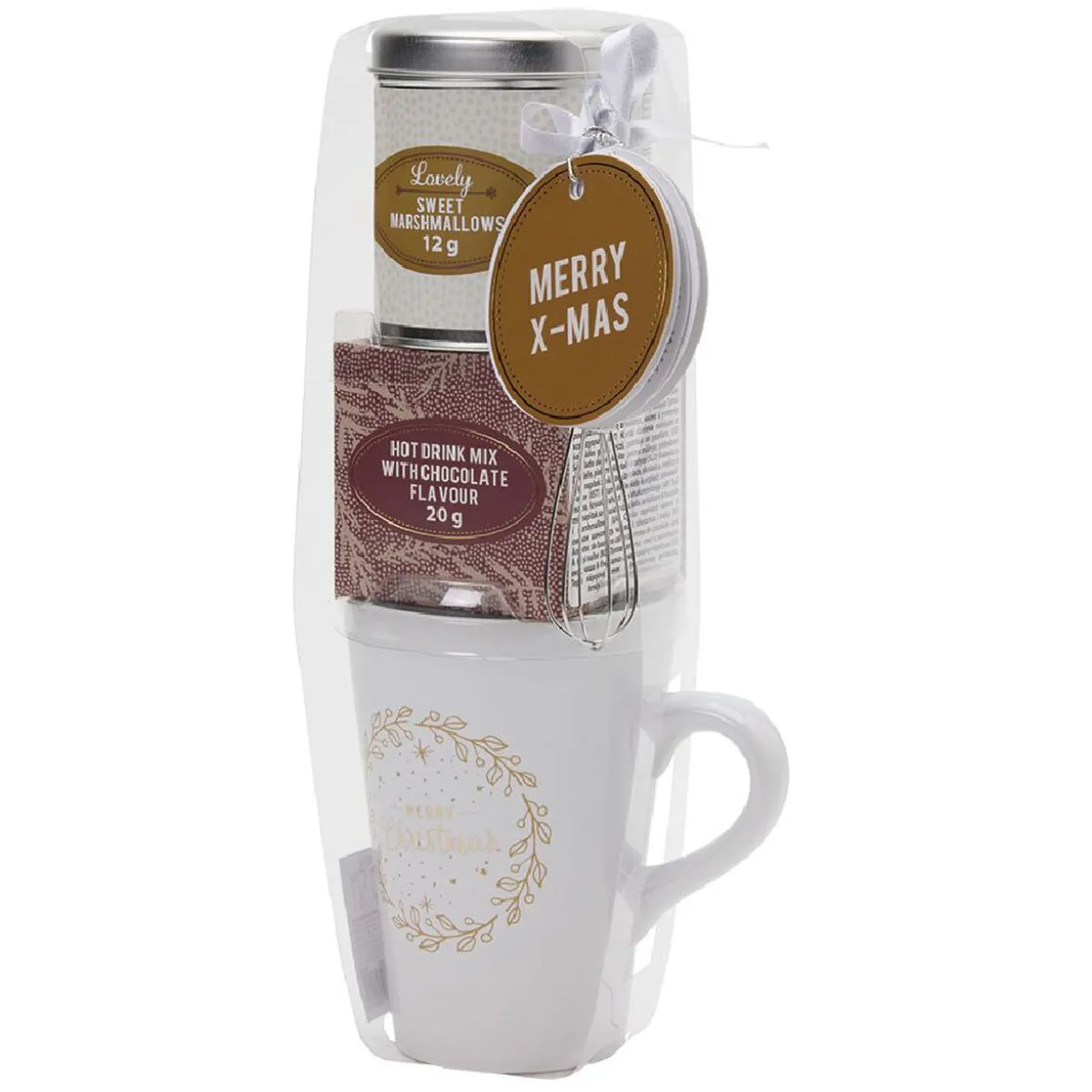Coffret mug XXL avec boisson et biscuits Noël doré