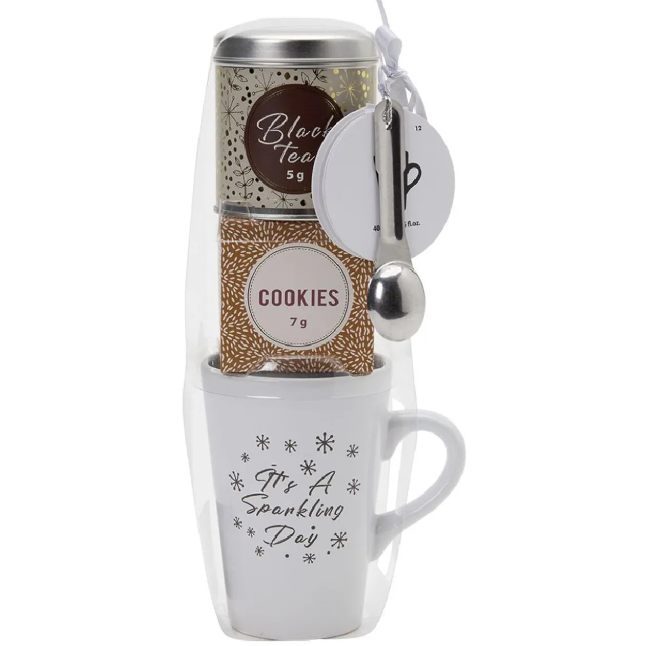 Coffret mug XXL avec boisson et biscuits Noël doré